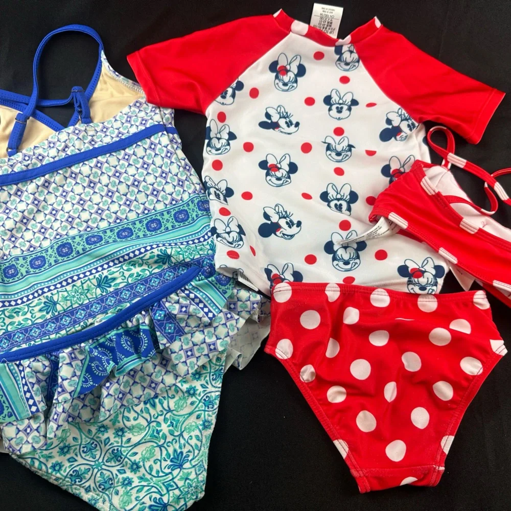 Disney Minnie Mouse 3 Piece Swim Set & Cabana Life 2 Piece - Picture 2 of 7